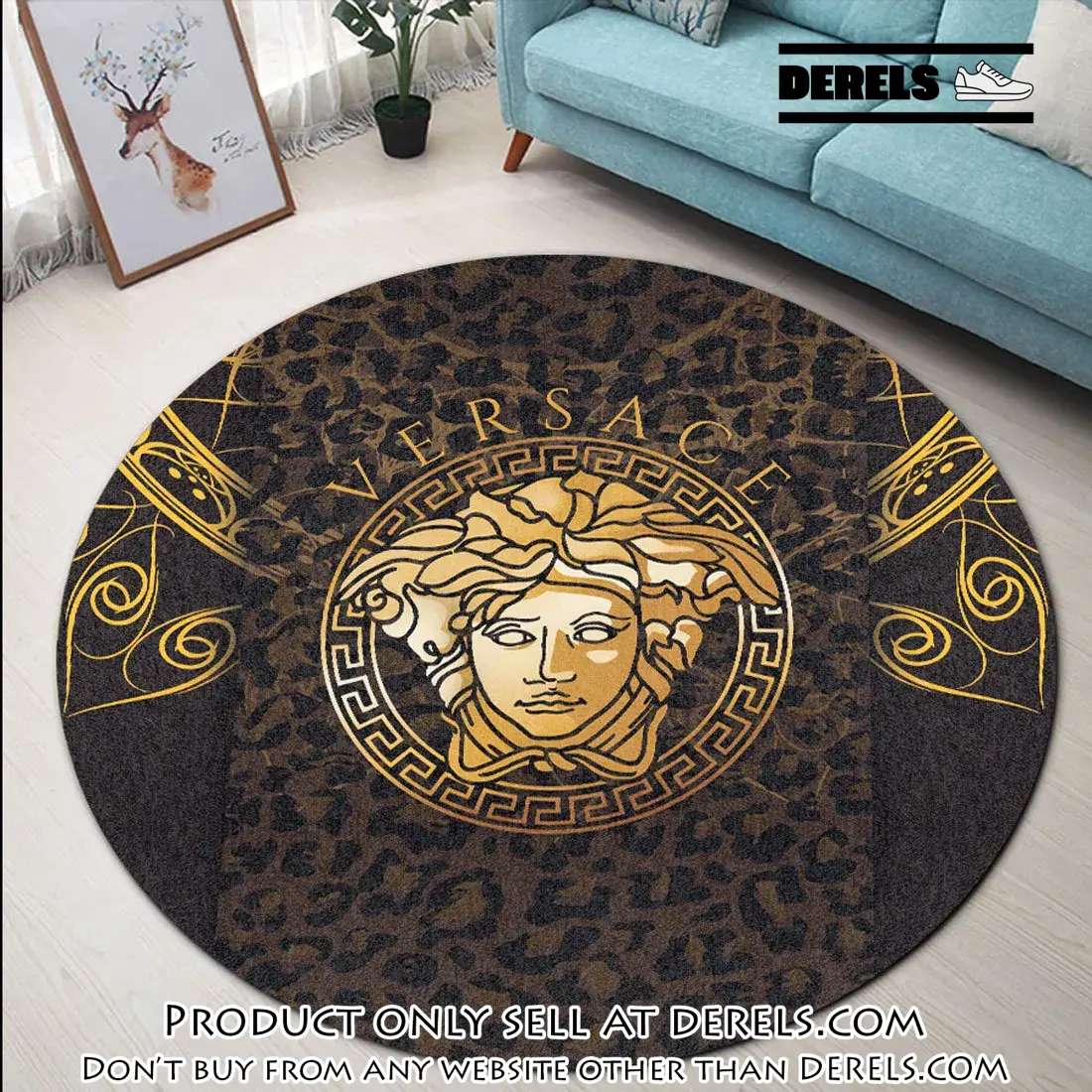 Versace medusa logo luxury brand round rug carpet home decor dr2044584